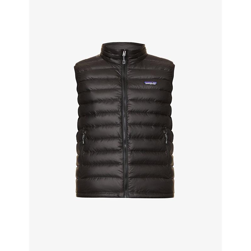 Padded high-neck recycled-polyester-down gilet