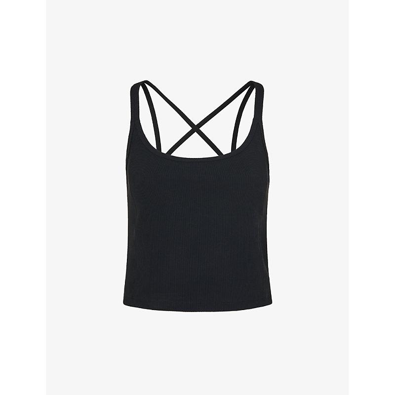 Ribbed stretch-woven vest top