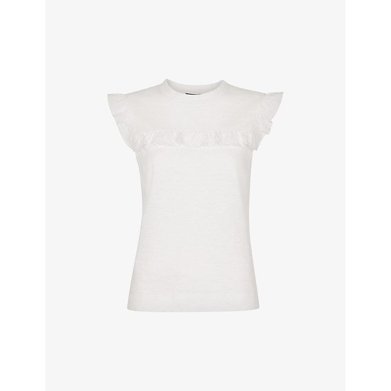 Frilled-trim yoke organic-cotton tank top