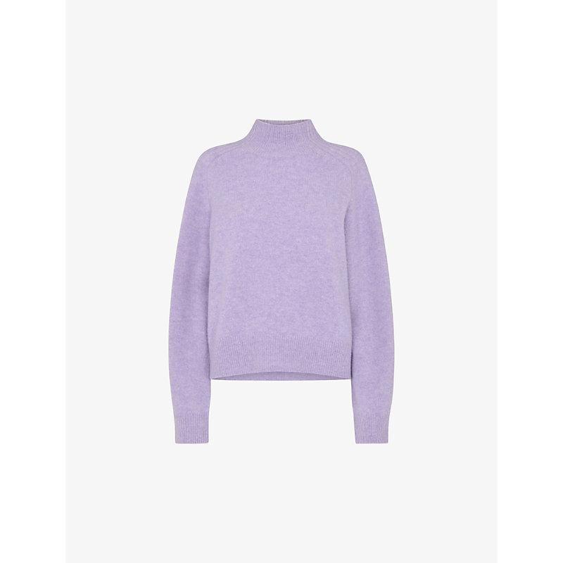 Funnel-neck knitted wool jumper