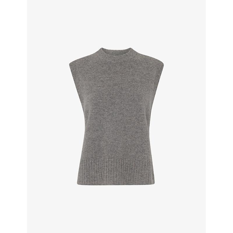 Sleeveless relaxed-fit wool top