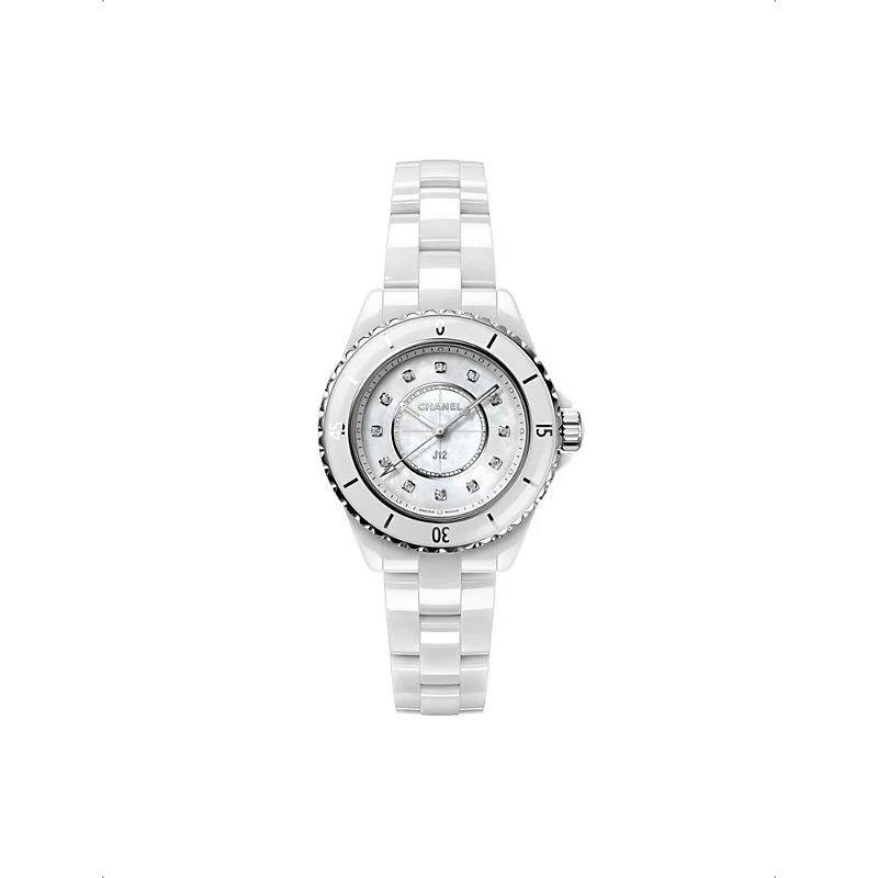 H5704 J12 steel, ceramic, mother-of-pearl and 0.06ct diamond quartz watch