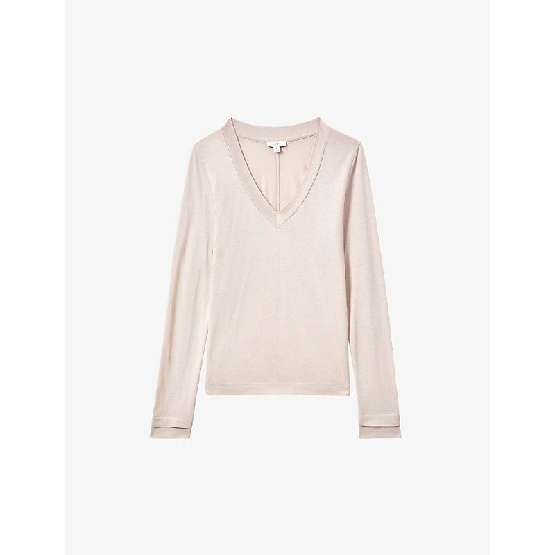 Brady V-neck fine-knit top