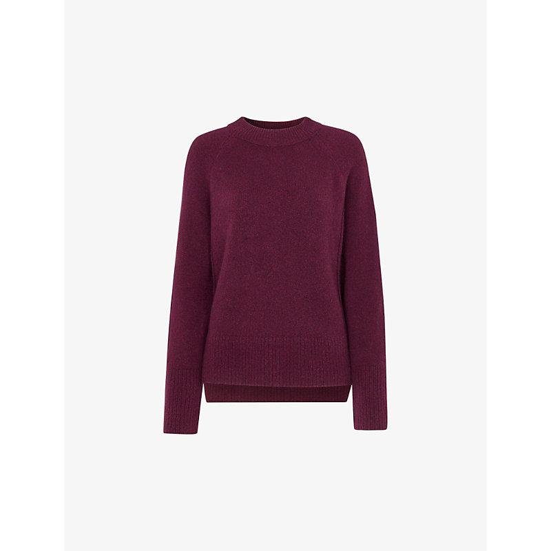 Side-split round-neck stretch-wool jumper