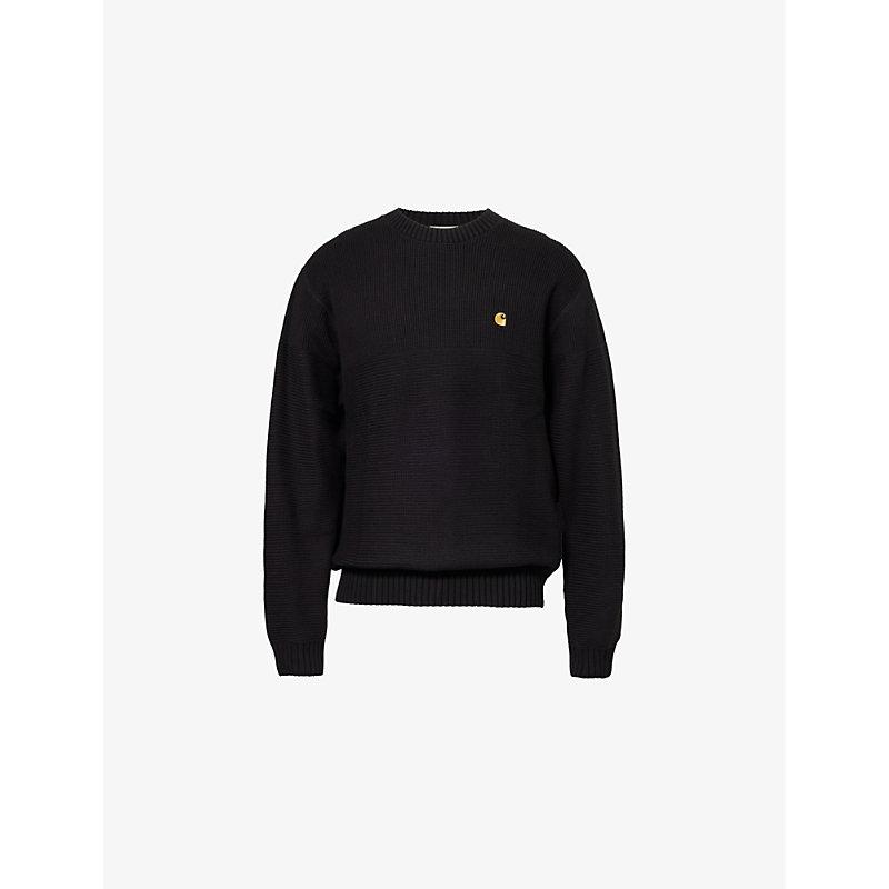 Chane logo-embroidered knitted cotton jumper