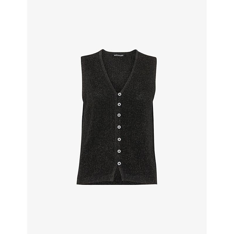 V-neck sparkle-knit vest