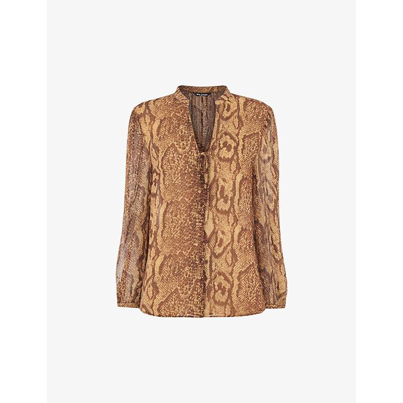 Serpant graphic-print tie-front woven shirt