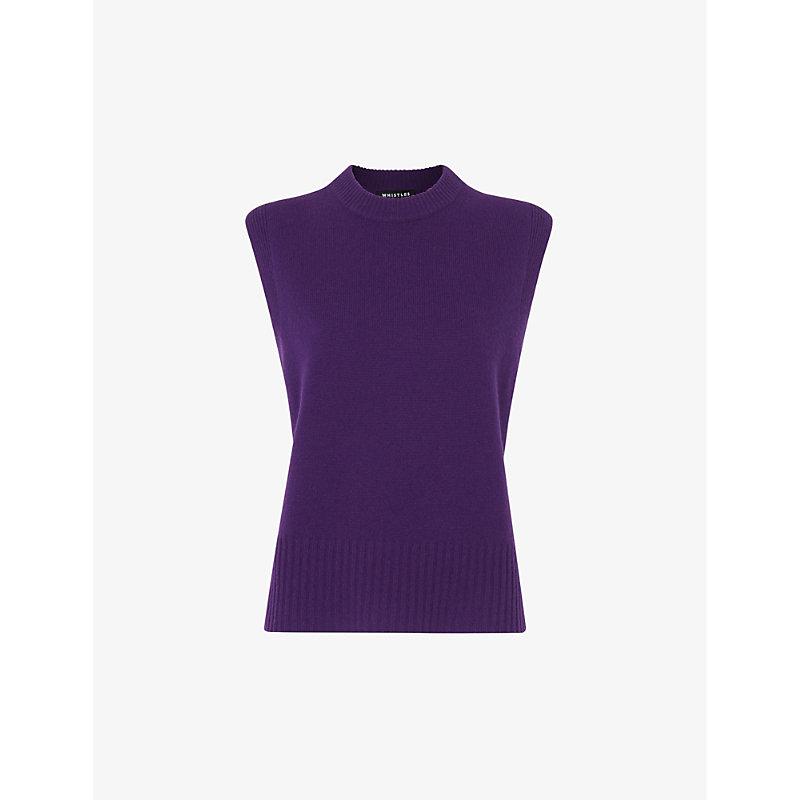 Sleeveless relaxed-fit wool top