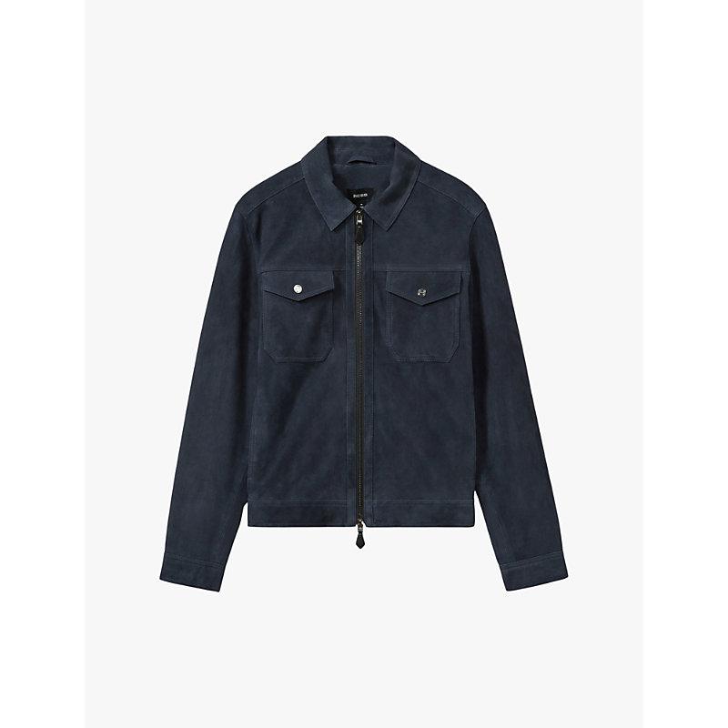 Pike patch-pocket regular-fit suede jacket