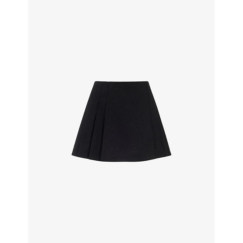 Pleated cotton mini skirt