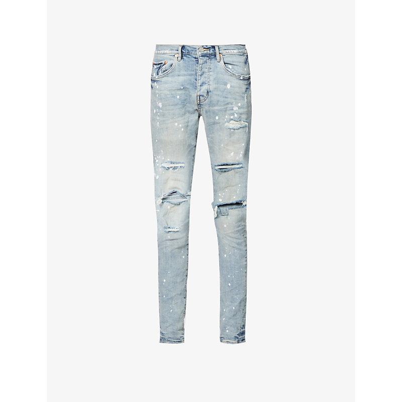 Distressed slim-fit stretch-denim jeans