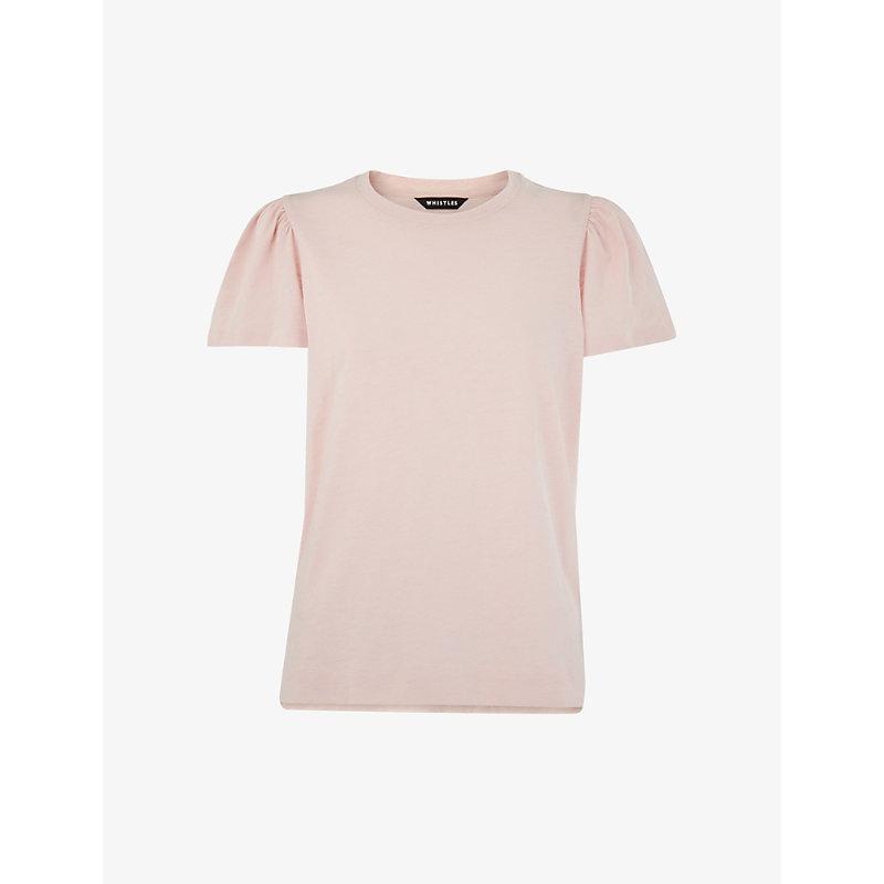 Frill-sleeved round-neck cotton-jersey T-shirt