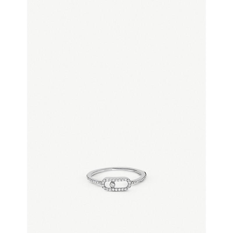 Move Uno 18ct white-gold and 0.09ct brilliant-cut diamond ring