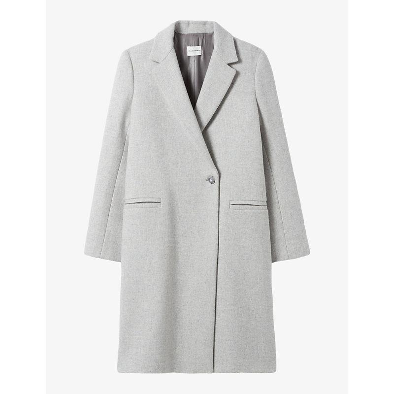 Notch-lapel regular-fit mid-length wool-blend coat