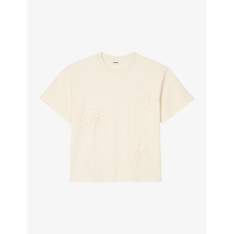 floral-embroidered jersey T-shirt