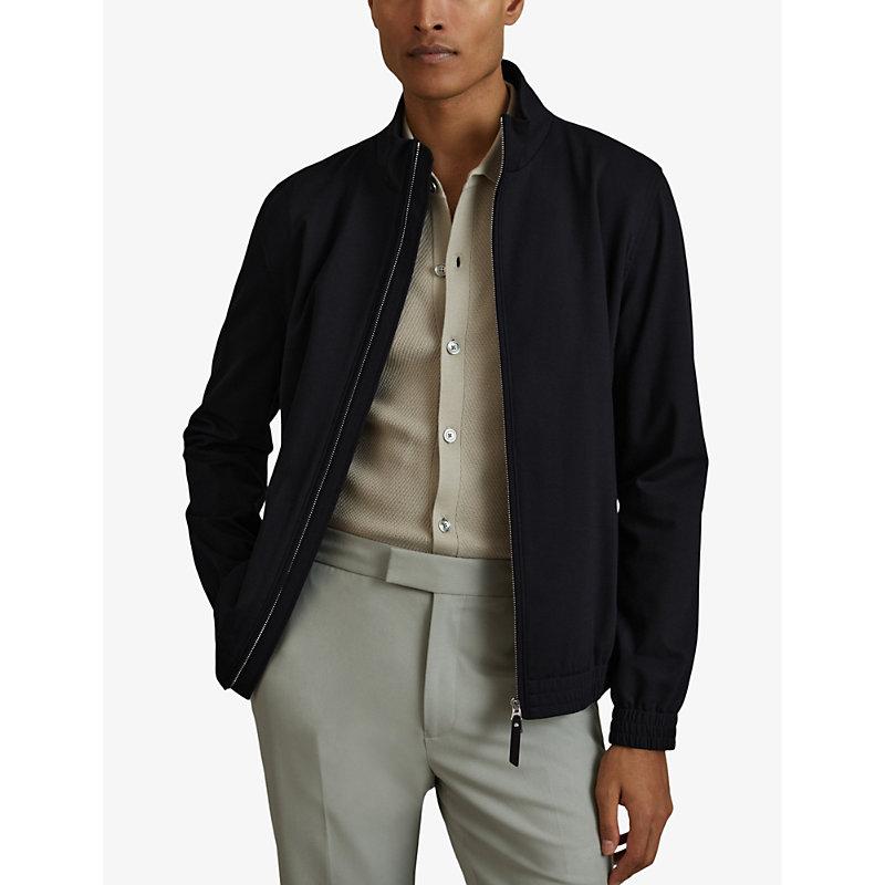 Petras regular-fit ribbed-trim stretch-woven bomber jacket