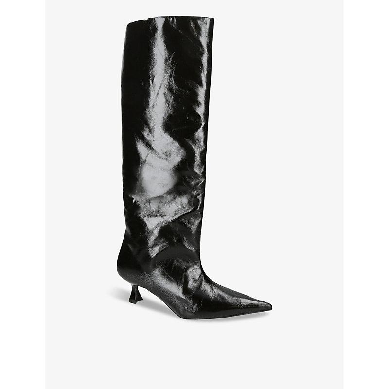 Slouchy recycled faux-leather knee-high boots