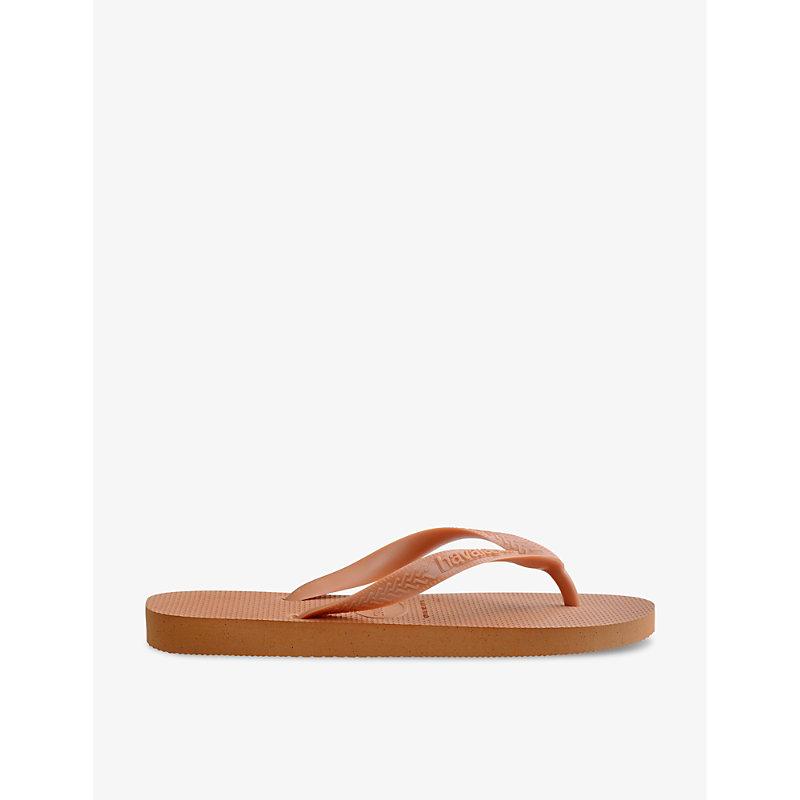 Top logo-embossed rubber flip-flops