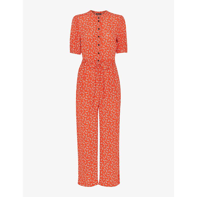 Micro floral-print woven jumpsuit