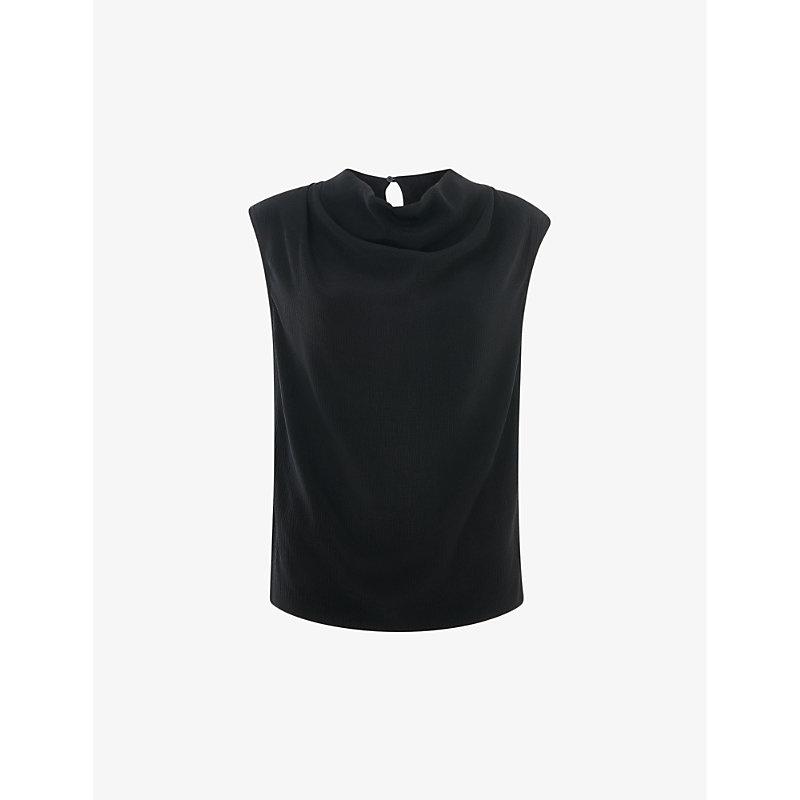 Cowl-neck sleeveless woven top