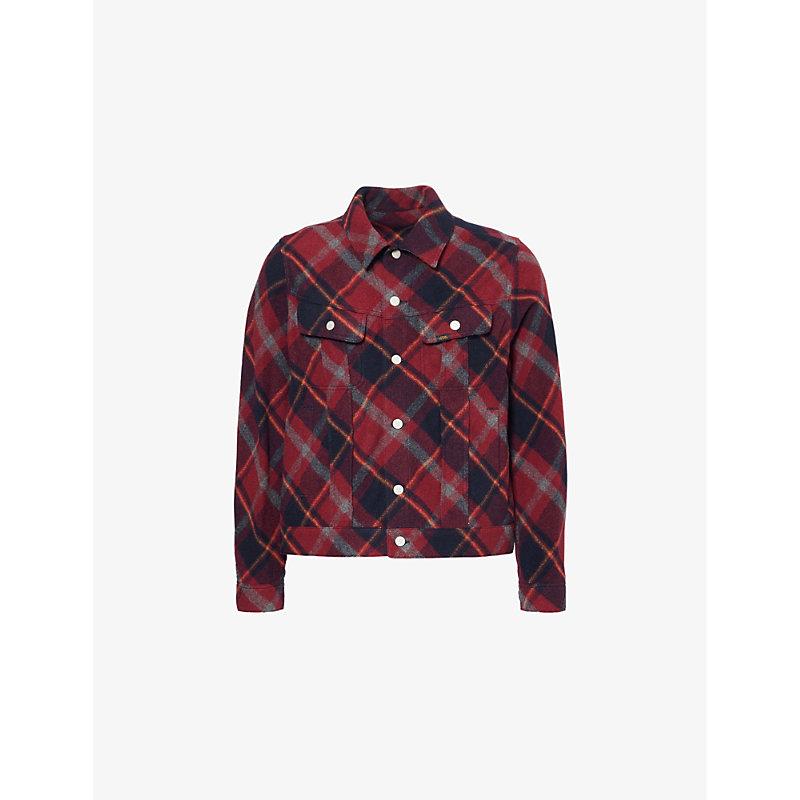 Chaos Balance check-pattern fleece jacket