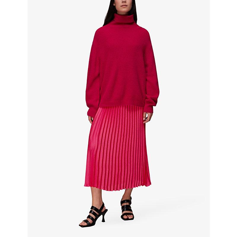 Katie pleated stretch-woven midi skirt