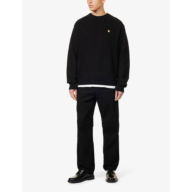 Chane logo-embroidered knitted cotton jumper