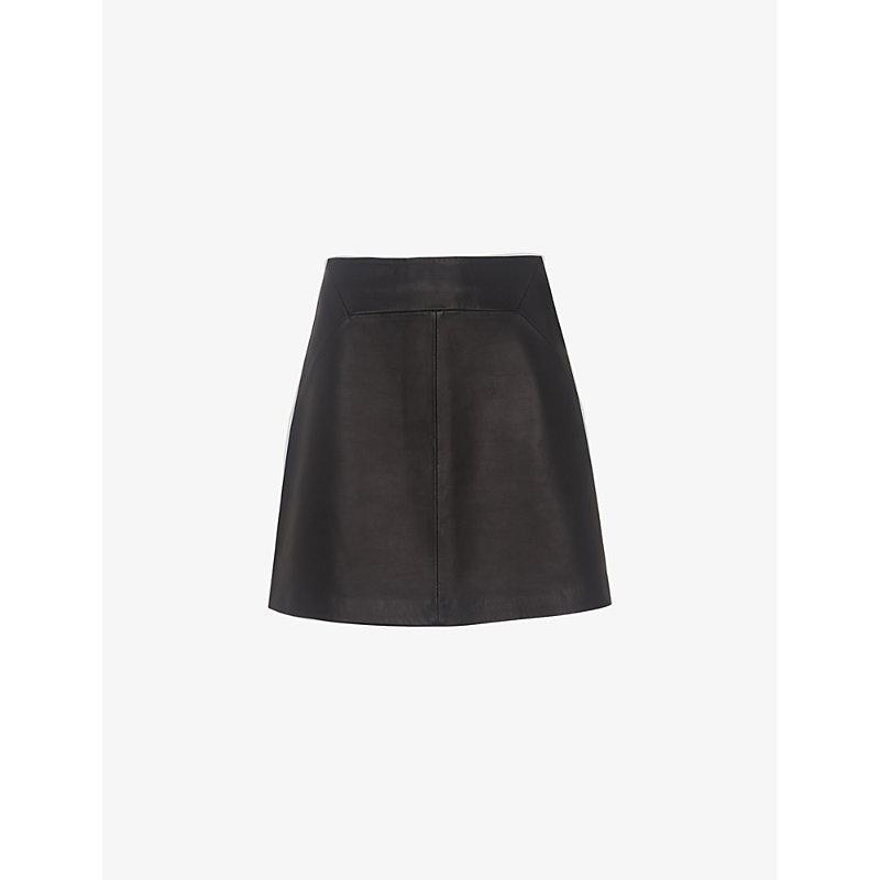 A-line leather mini skirt