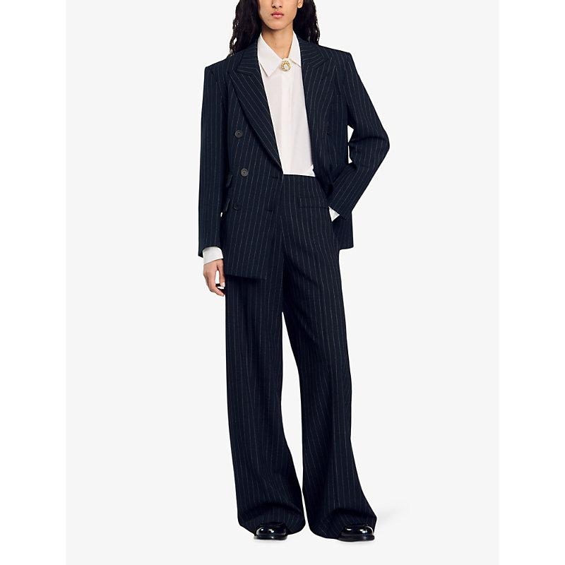 Pinstriped straight-leg stretch-woven trousers