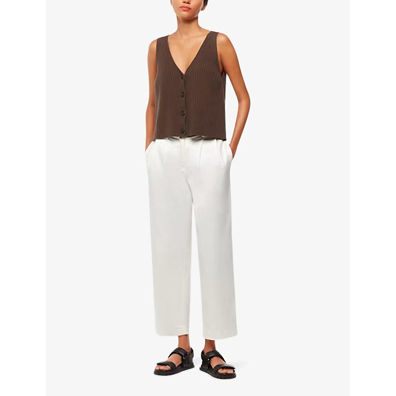 Bethany pleated barrel-leg mis-rise cotton trousers