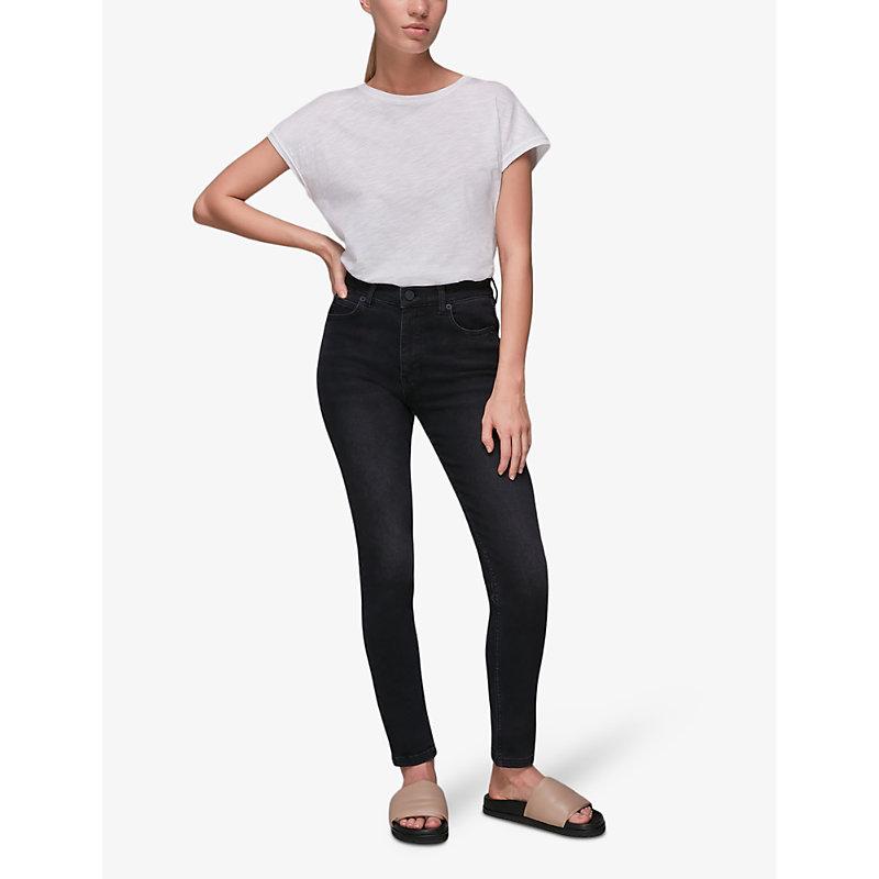 High-rise sculpted stretch-denim skinny jeans