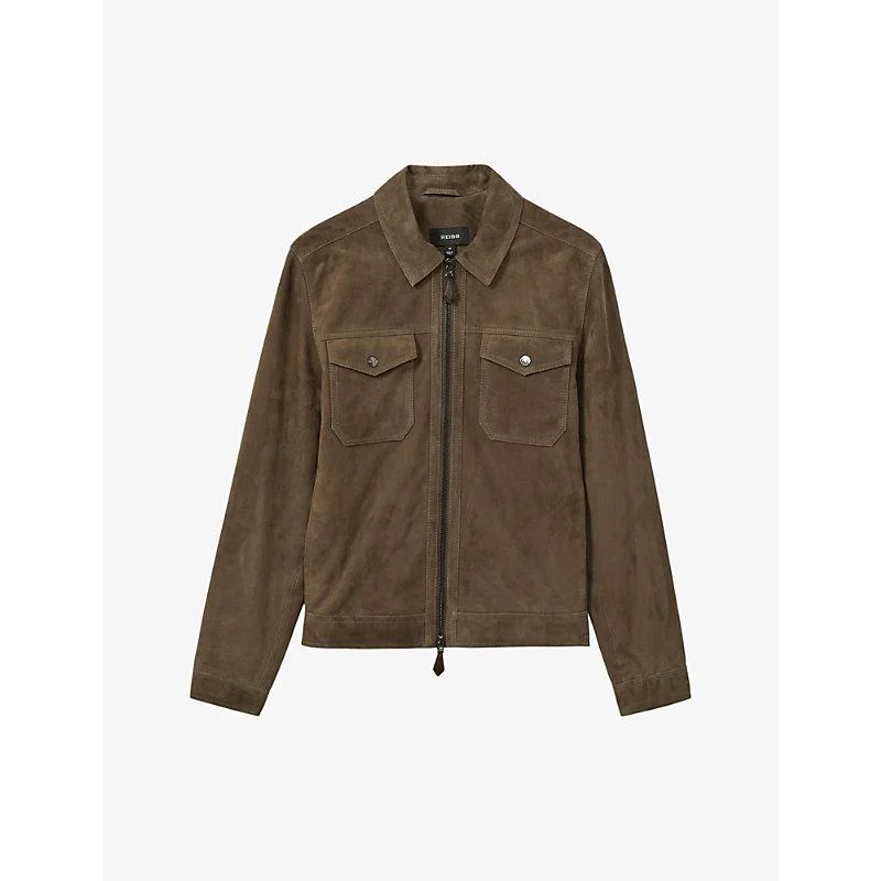 Pike patch-pocket regular-fit suede jacket