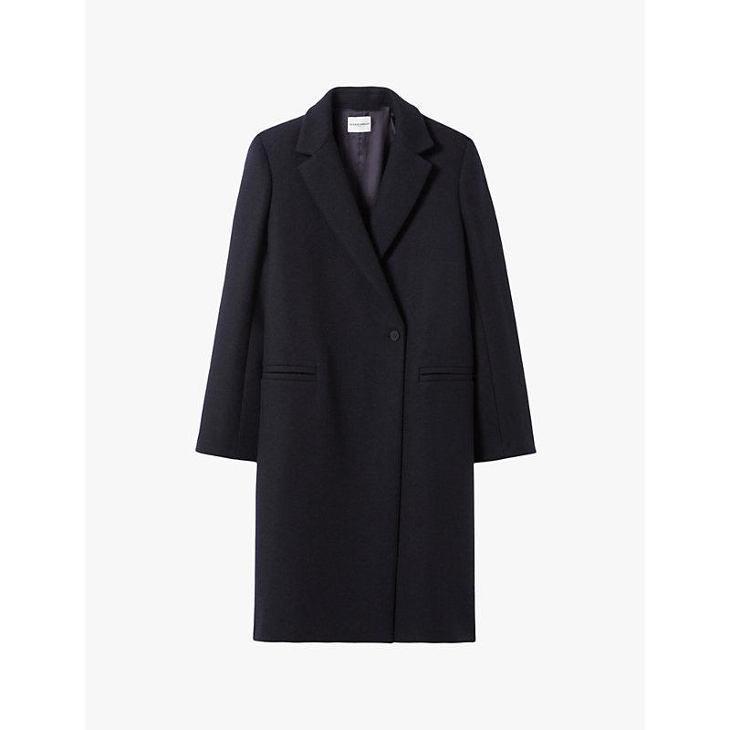 Double-breasted notch-lapel wool-blend coat