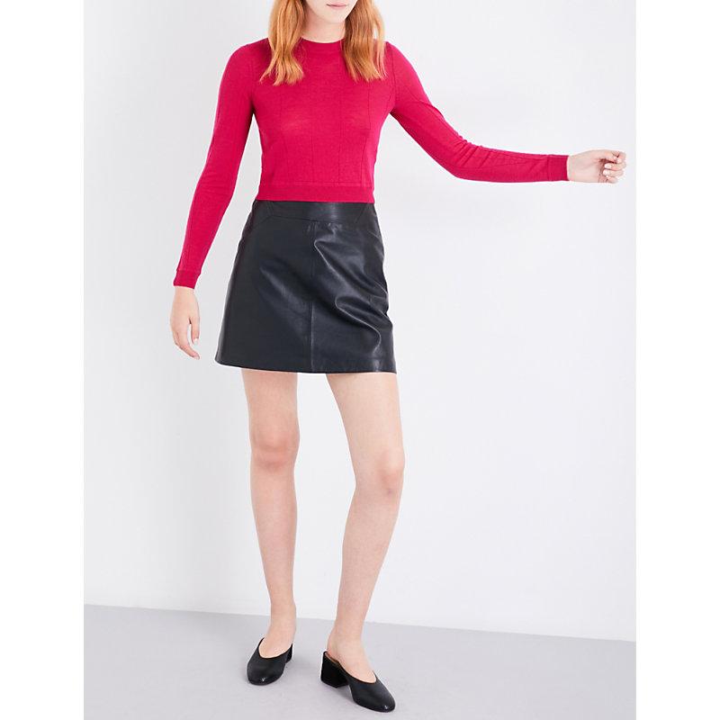 A-line leather skirt