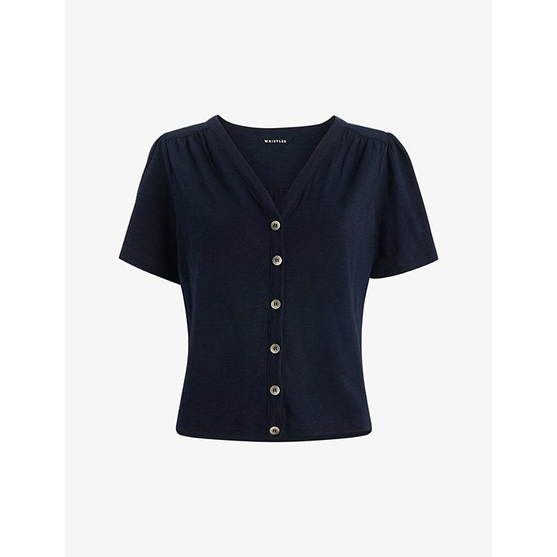 Maeve buttoned cotton-jersey T-shirt