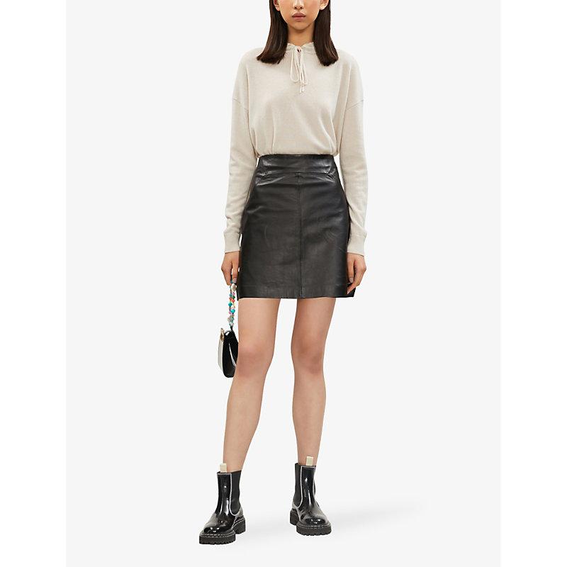 A-line leather mini skirt