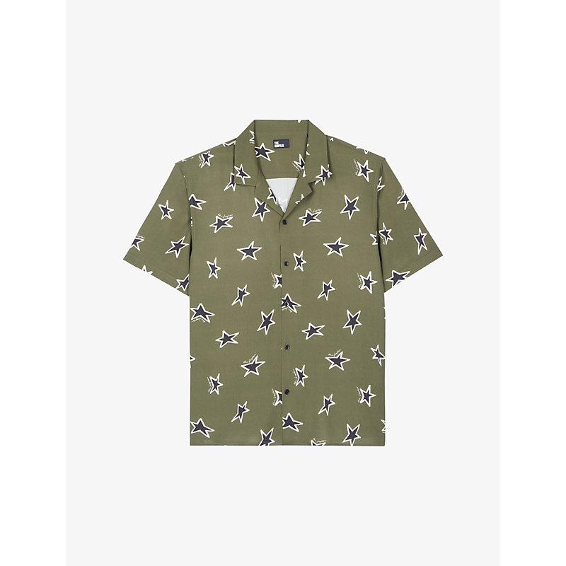 Star-print relaxed-fit short-sleeve woven shirt