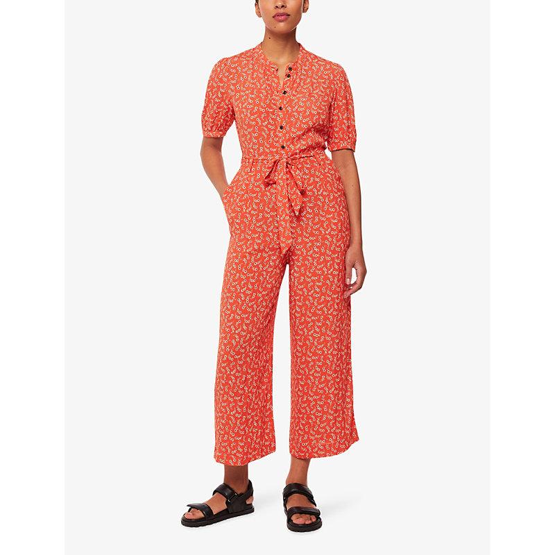 Micro floral-print woven jumpsuit