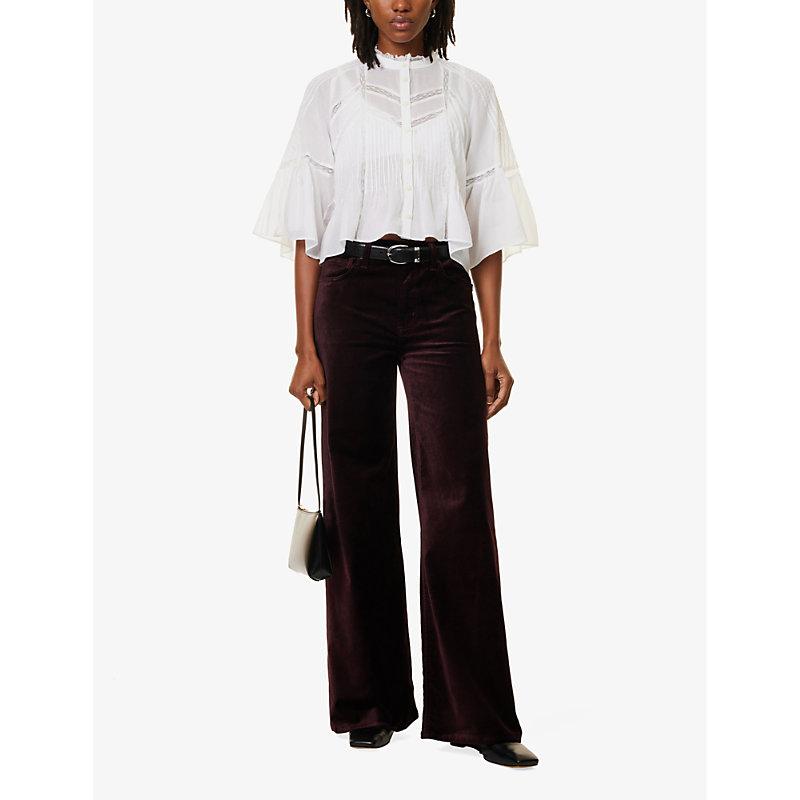 Loli Baggy wide-leg mid-rise velvet trousers