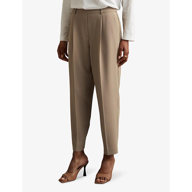 Eden front-pleat high-rise woven trousers