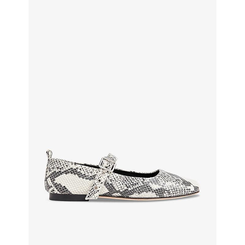 Elba snake-print leather ballet flats