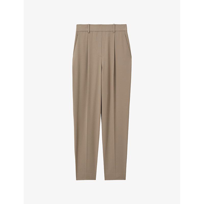 Eden front-pleat high-rise woven trousers