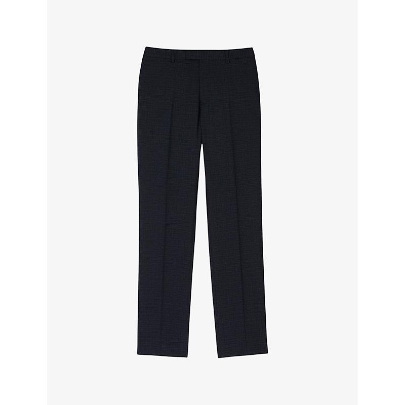 Straight-leg pintuck regular-fit wool trousers