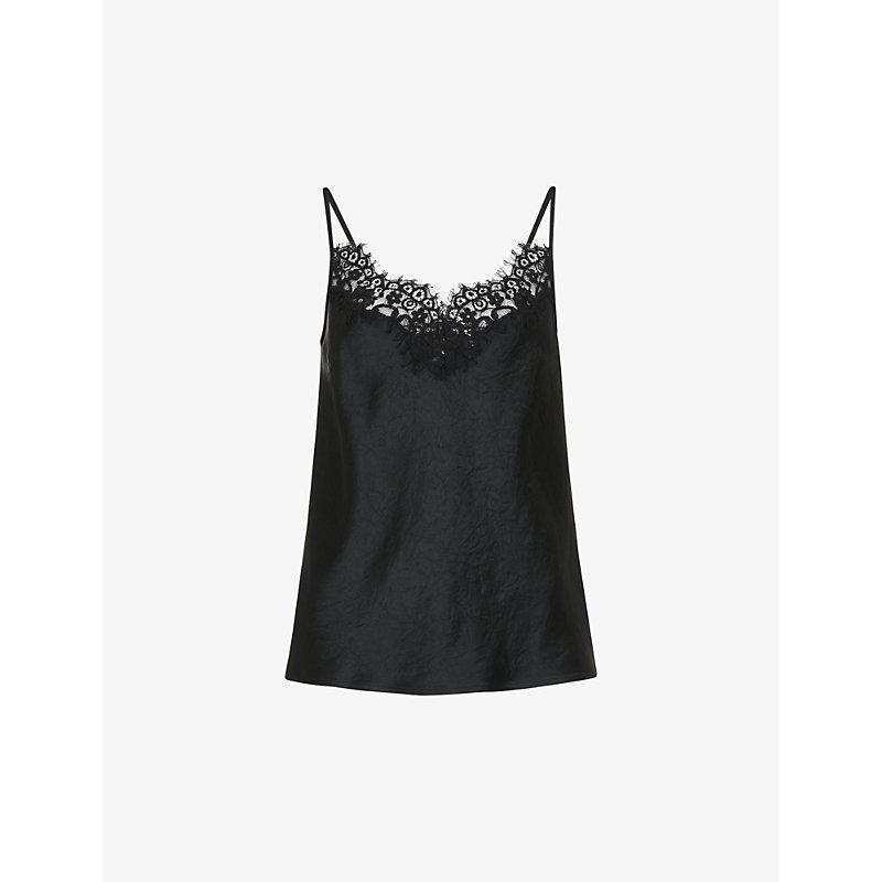 Lace-trim satin cami top