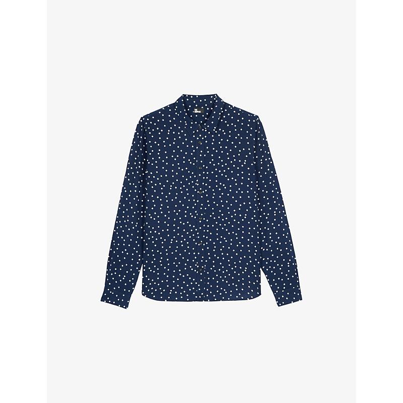 Polka-dot print woven shirt