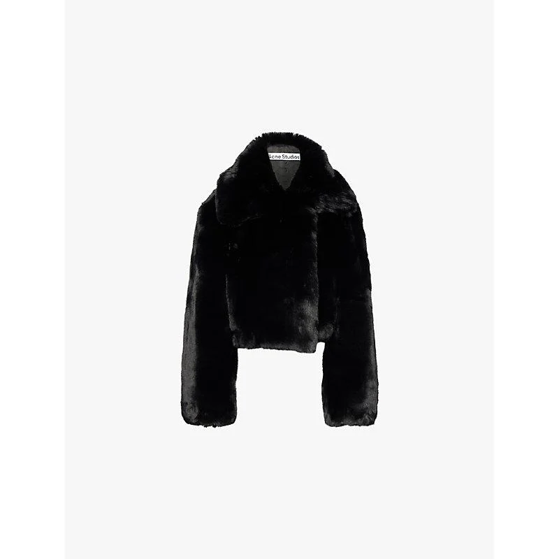 Collared relaxed-fit faux-fur jacket