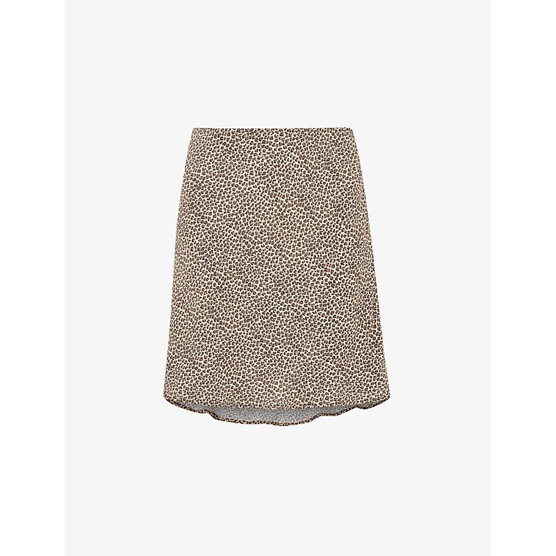 Dashed leopard-print woven mini skirt