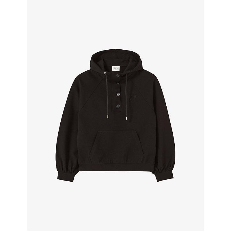 Button-down relaxed-fit stretch-jersey hoody