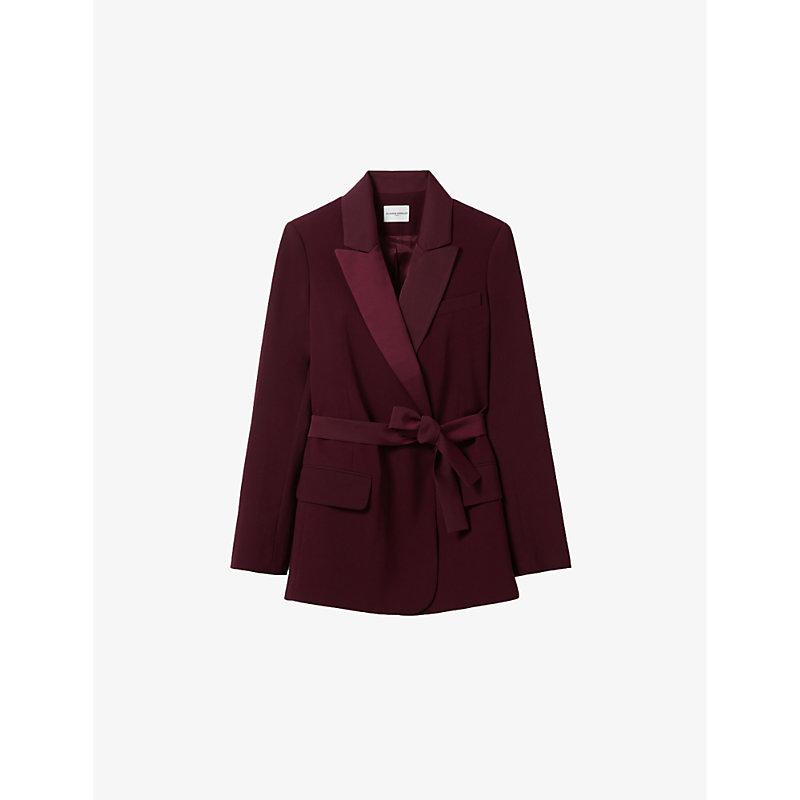 Lapel-collar tie-waist woven blazer