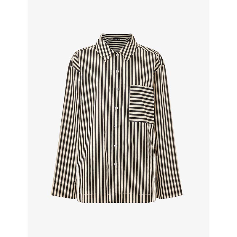 Stripe-print relaxed-fit cotton pyjama shirt